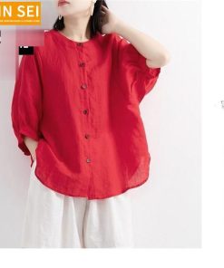 リネンシャツ 綿麻 ブラウス レディース シャツ カジュアルシャツ バルーンスリーブ コットン シンプル ゆったり おしゃれ 細身 着痩せ 涼しい 吸汗速乾
